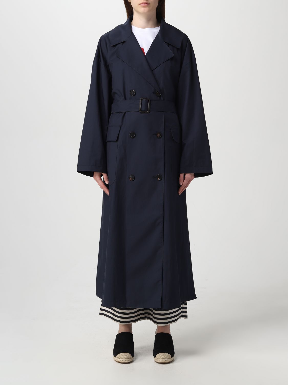 Max Mara The Cube Trench Coat Woman In Blue | ModeSens
