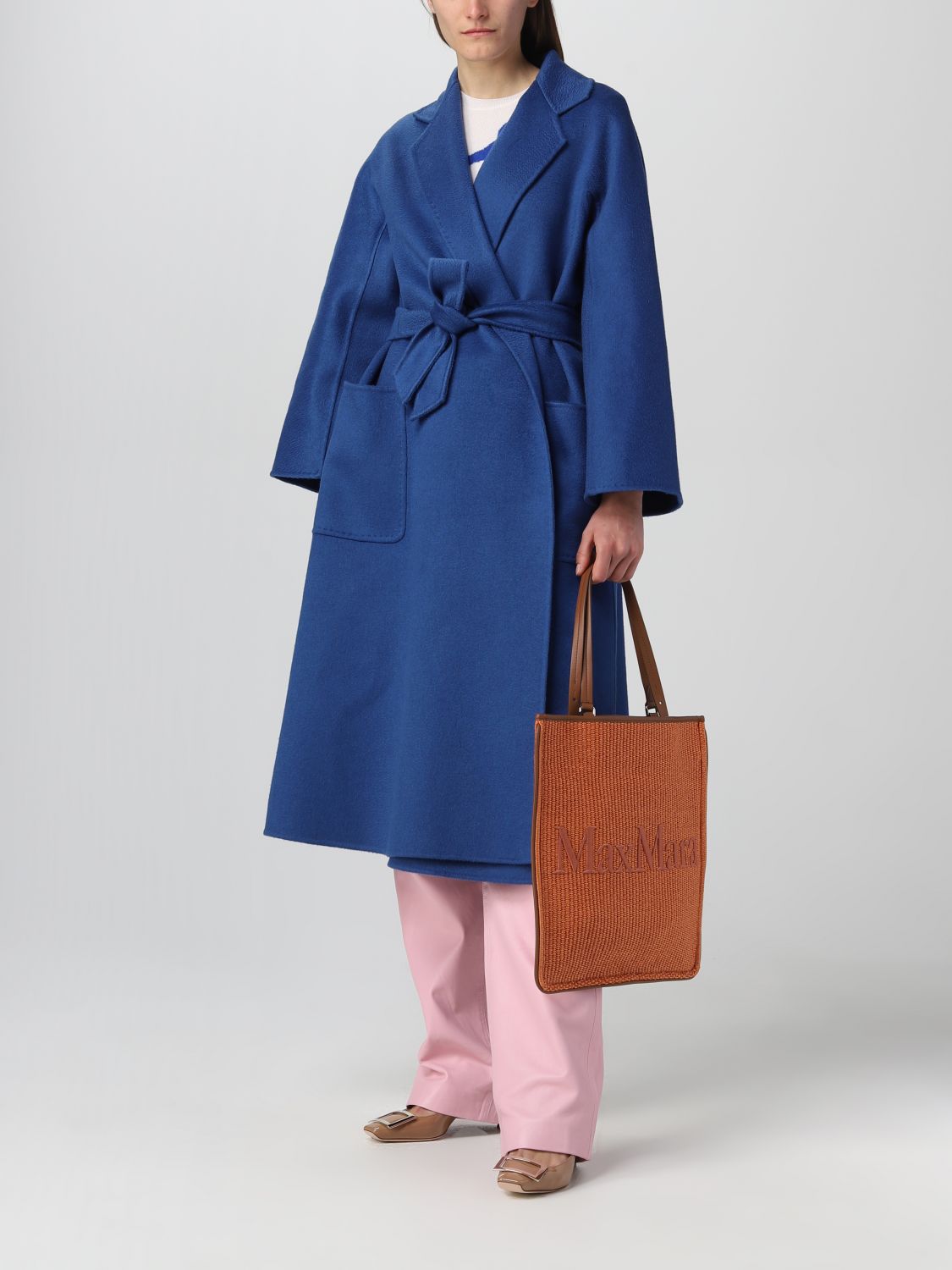 MAX MARA: cashmere coat - Blue | Max Mara coat 2310110831600 online on ...
