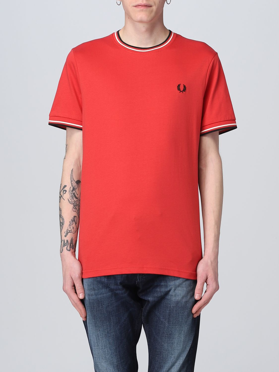 FRED PERRY: t-shirt for man - Red | Fred Perry t-shirt M1588 online on ...