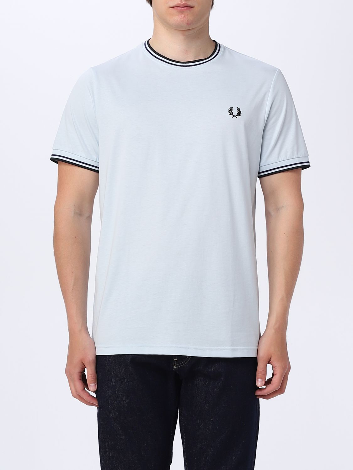 FRED PERRY: t-shirt for man - Ice | Fred Perry t-shirt M1588 online on ...