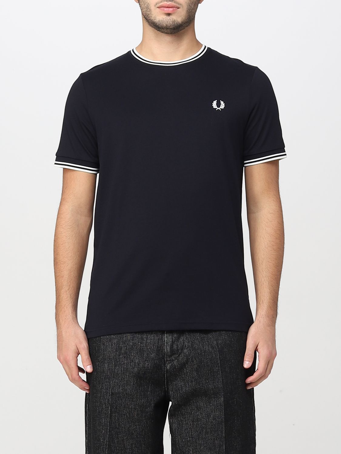 Shop Fred Perry T-shirt  Men Color Navy