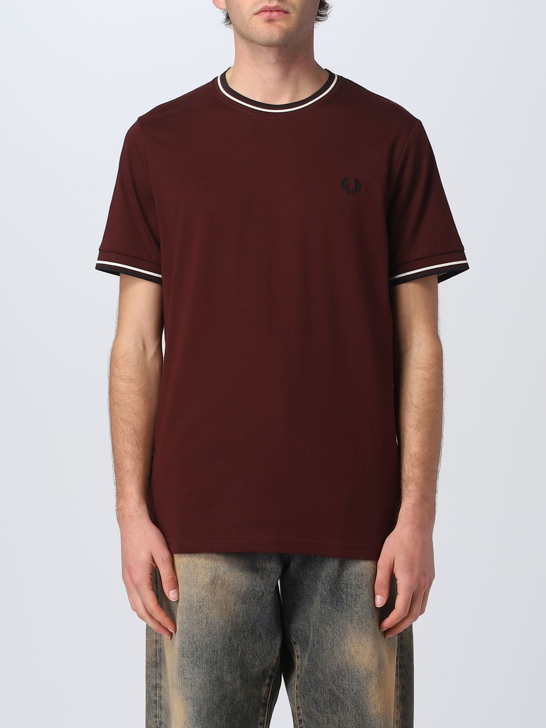 Fred Perry T-shirt  Men Color Burgundy