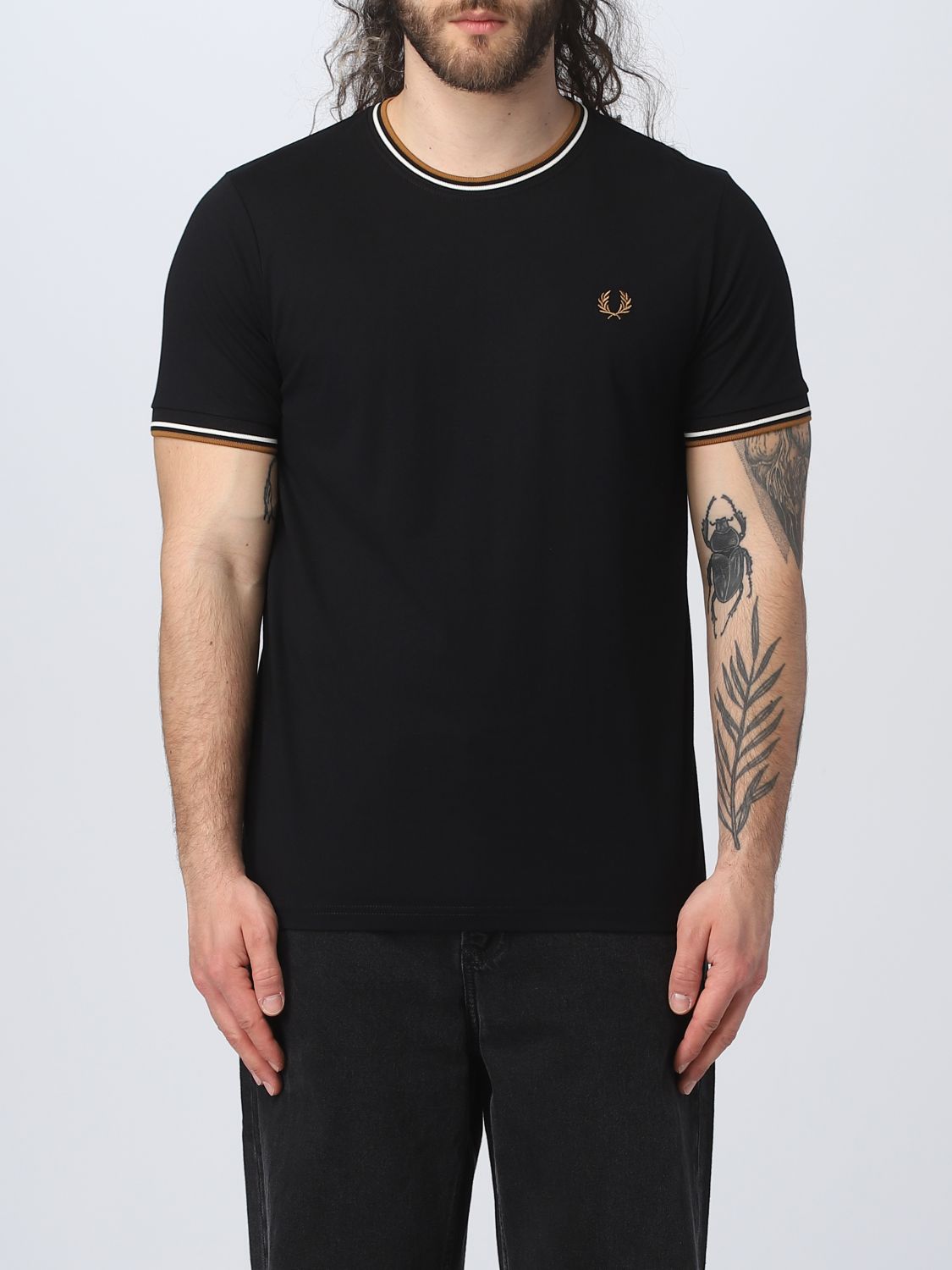 Fred Perry T恤  男士 颜色 黑色 1 In Black 1