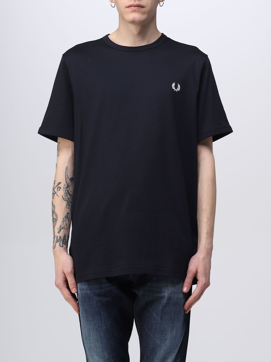 FRED PERRY T-SHIRT FRED PERRY MEN COLOR NAVY,376087045