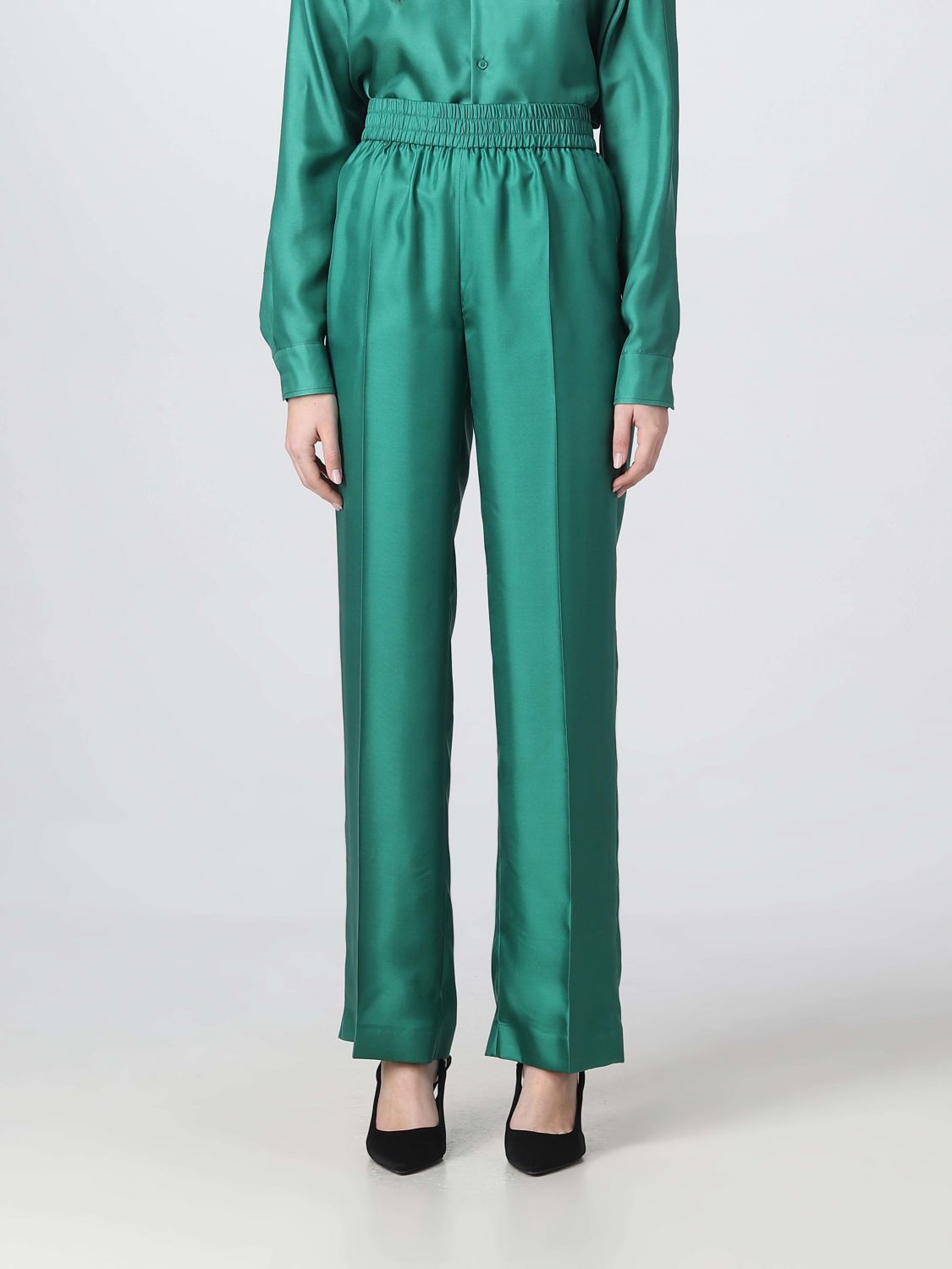 Red Valentino Straight-leg Satin Trousers In Green