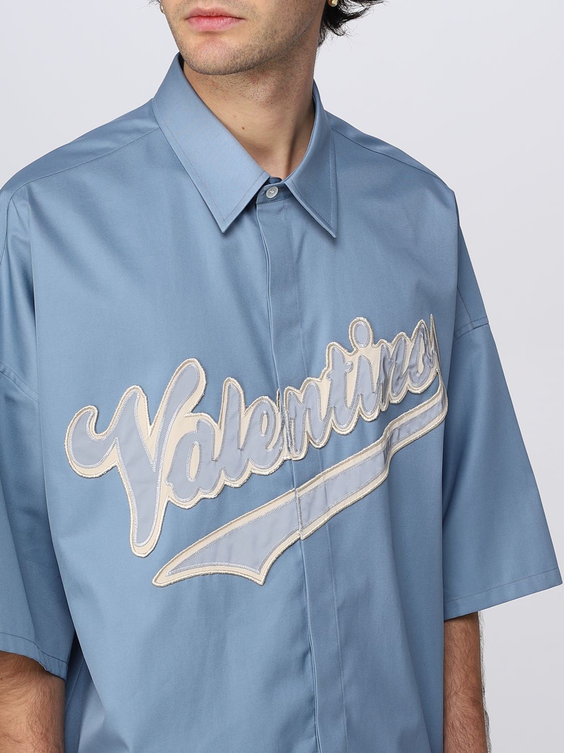 VALENTINO: shirt for man - Gnawed Blue | Valentino shirt 2V3AAD158YH ...