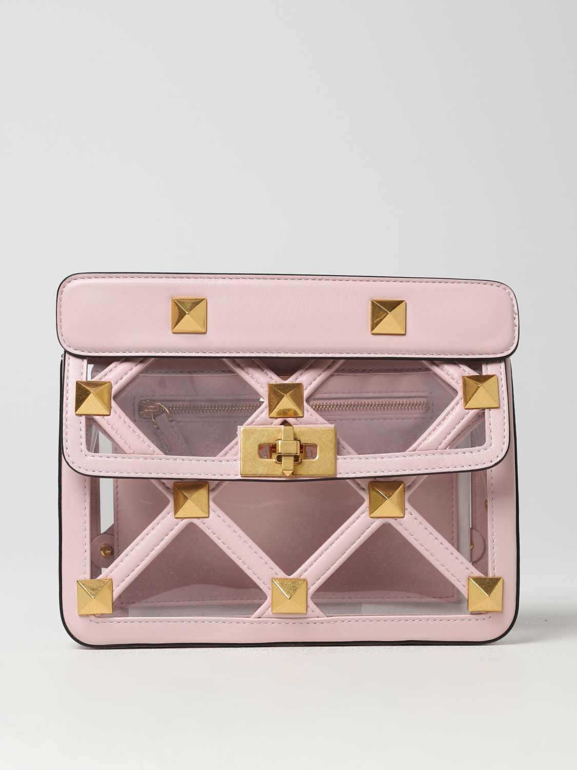 Valentino Garavani - Authenticated Roman Stud Handbag - Plastic Pink For Woman, Never Worn