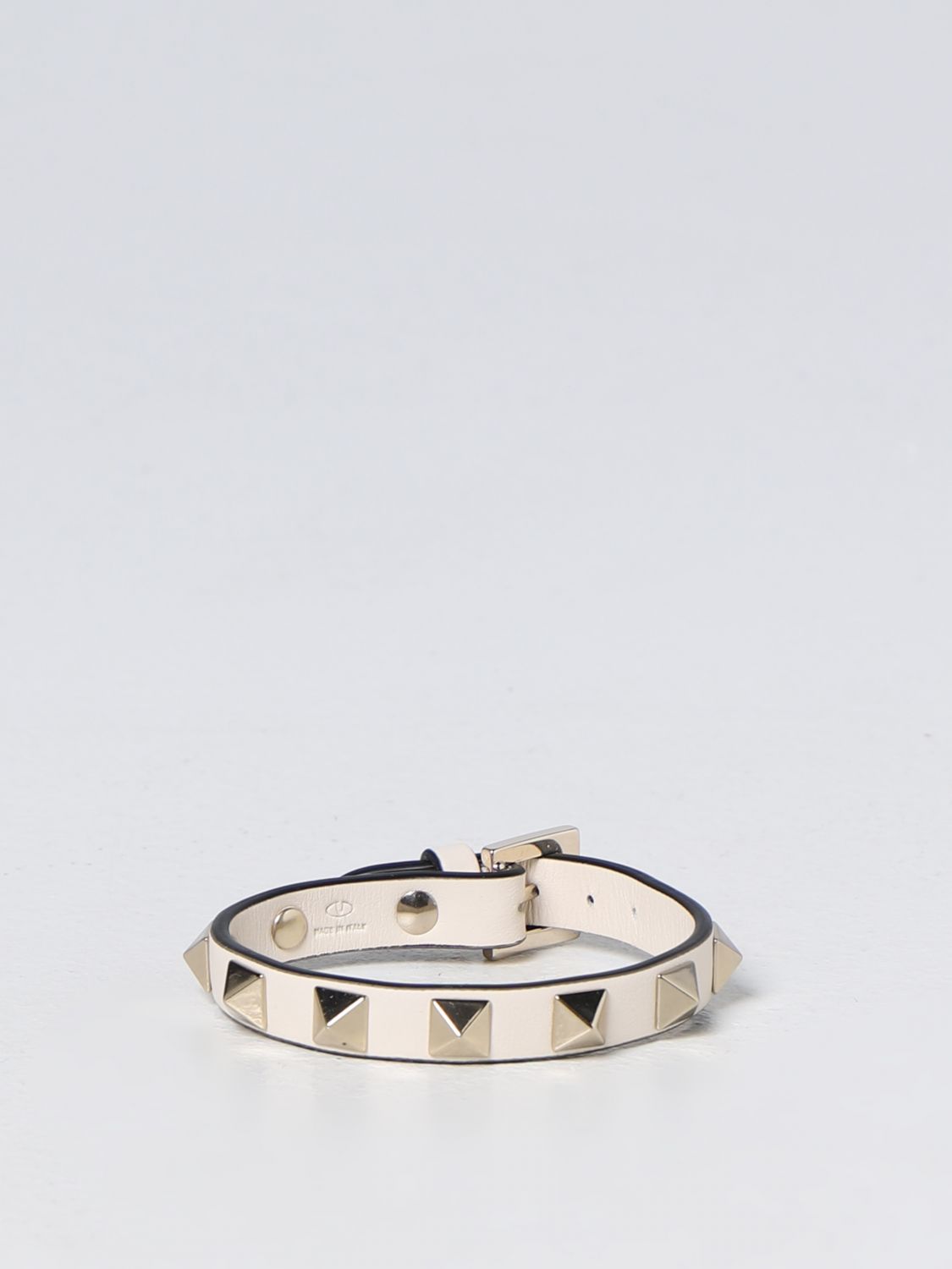 VALENTINO GARAVANI: Rockstud leather bracelet Beige | Garavani jewel 2W2J0255VIT online on GIGLIO.COM