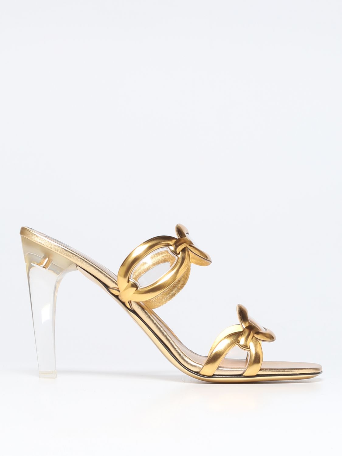 VALENTINO GARAVANI: heeled sandals for woman - Gold | Valentino ...