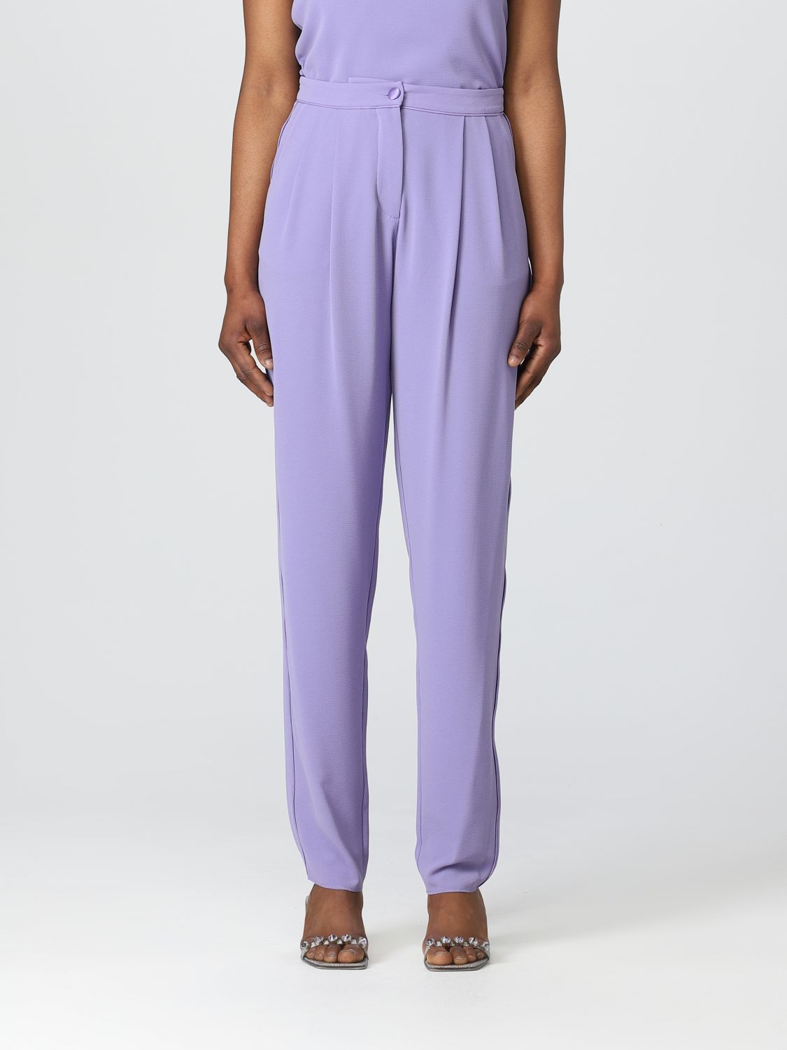 Shop Emporio Armani Pants In Stretch Fabric In Lilac