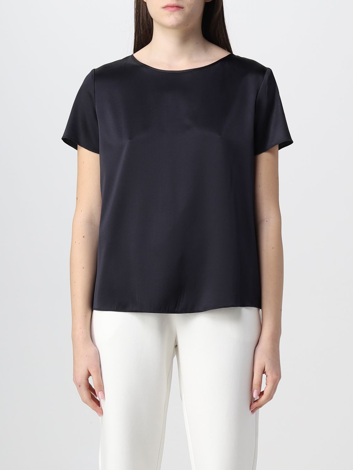 Emporio Armani Outlet: blouse in silk satin - Black | Emporio Armani ...