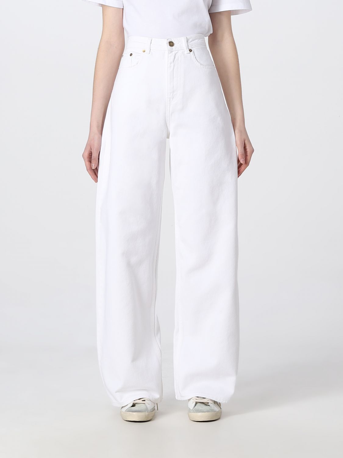 Golden Goose High Waisted Wide Leg Jeans In White