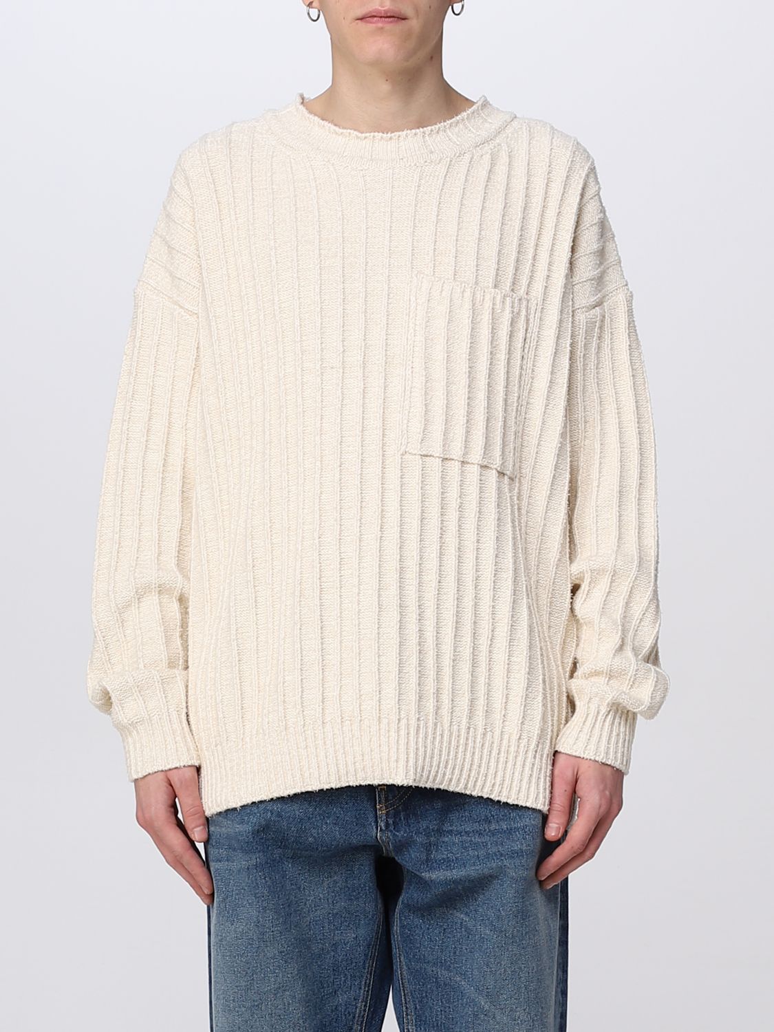 Shop Golden Goose Sweater In Cotton Blend In Yellow Cream