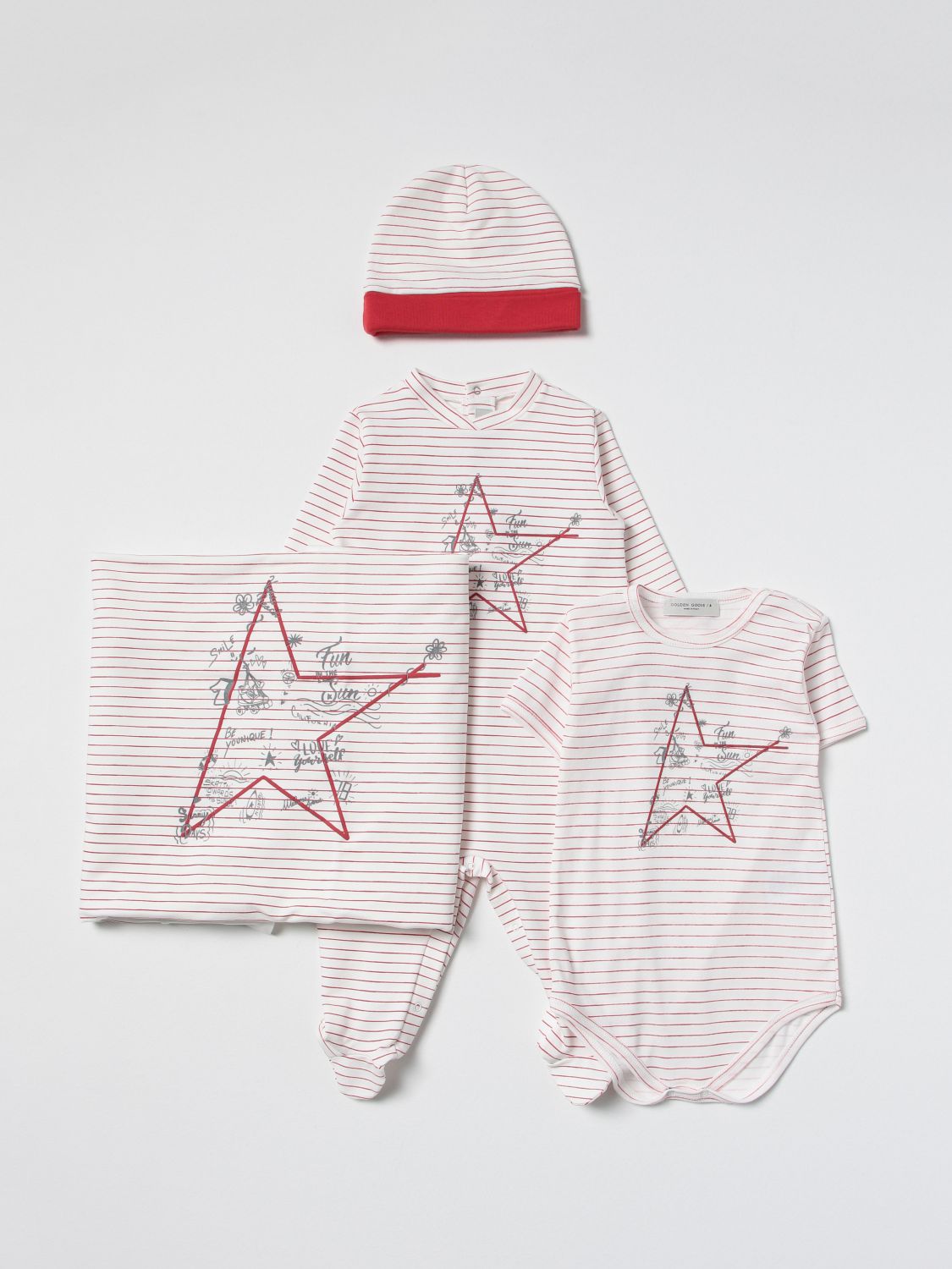 Golden Goose Baby's 4-pack Stripes Doodles & Star Print Gift Set In Red