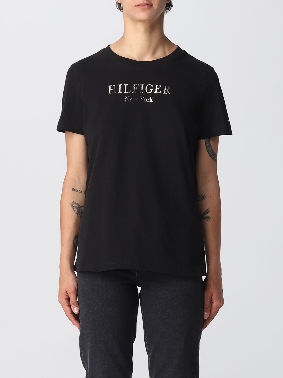 TOMMY HILFIGER: t-shirt for woman - Black | Tommy Hilfiger t-shirt online at GIGLIO.COM