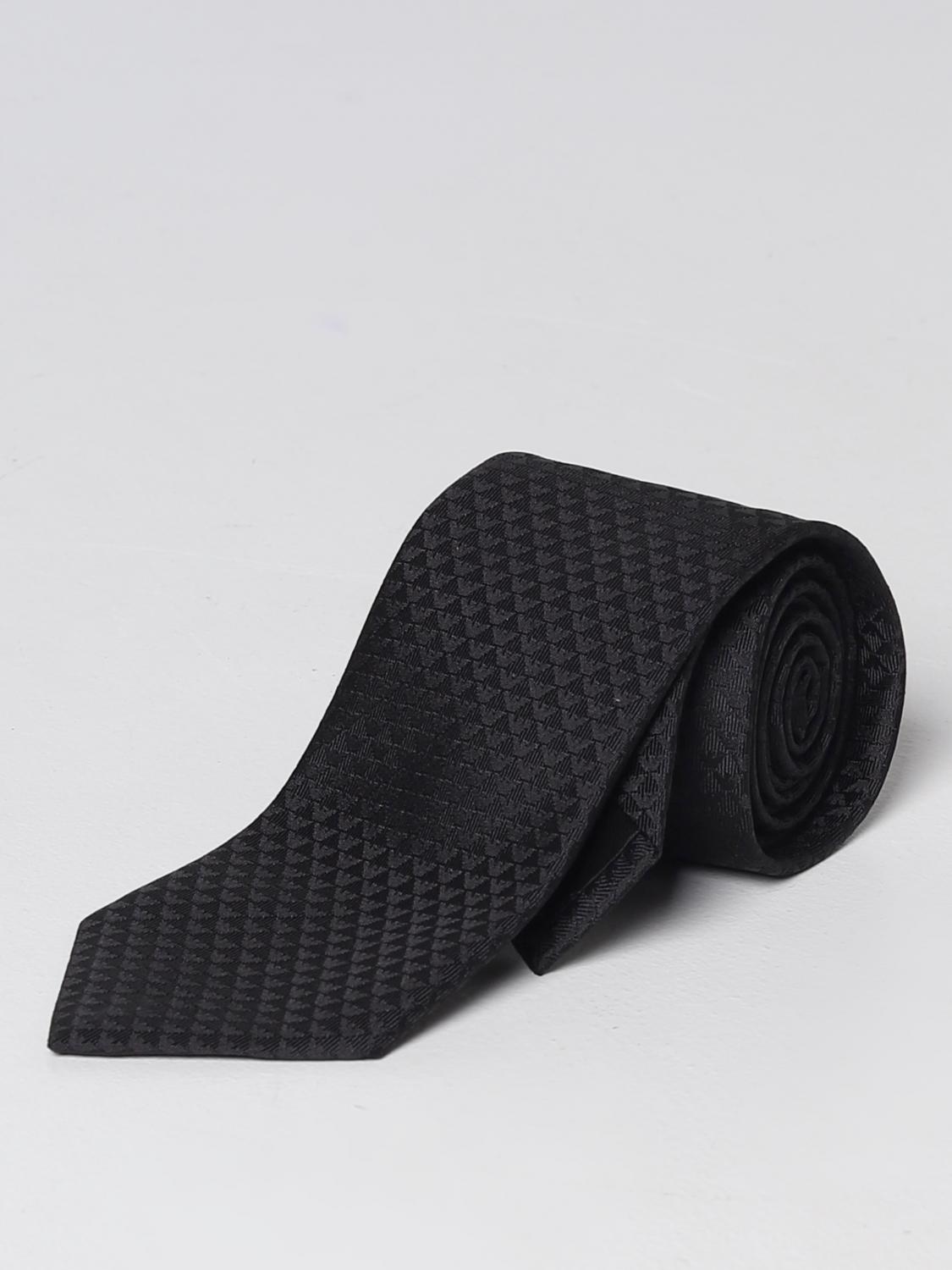 Emporio Armani Ανδρών Μαύρο Silk Tie With Jacquard Logo