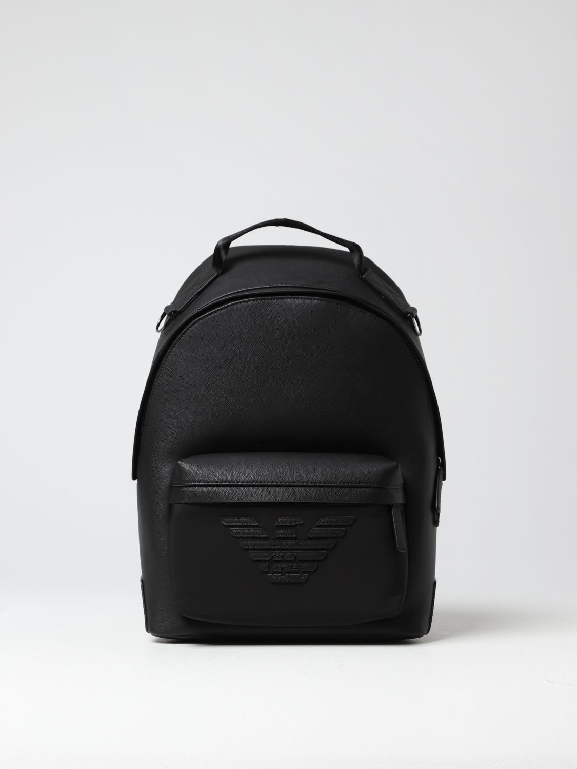 EMPORIO ARMANI: backpack in synthetic leather - Black | Emporio Armani ...
