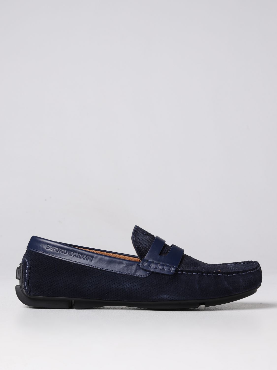 EMPORIO ARMANI: loafer in suede - Navy | Emporio Armani loafers ...