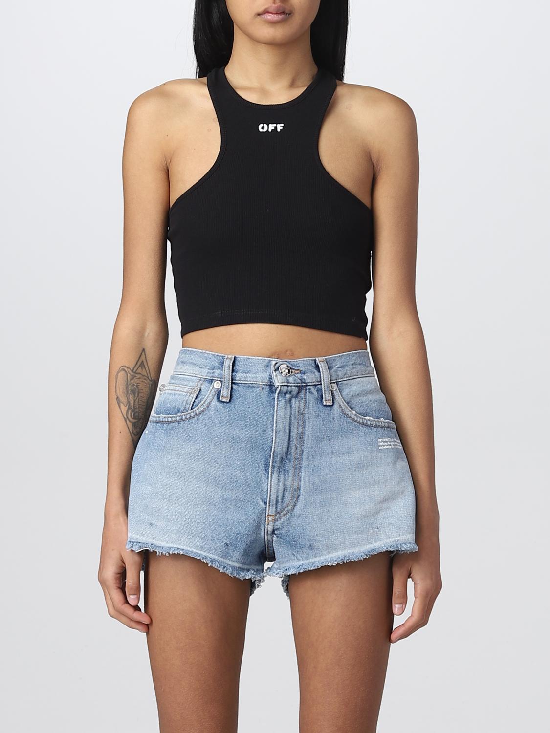 Off-white Top In Misto Cotone Nero In White