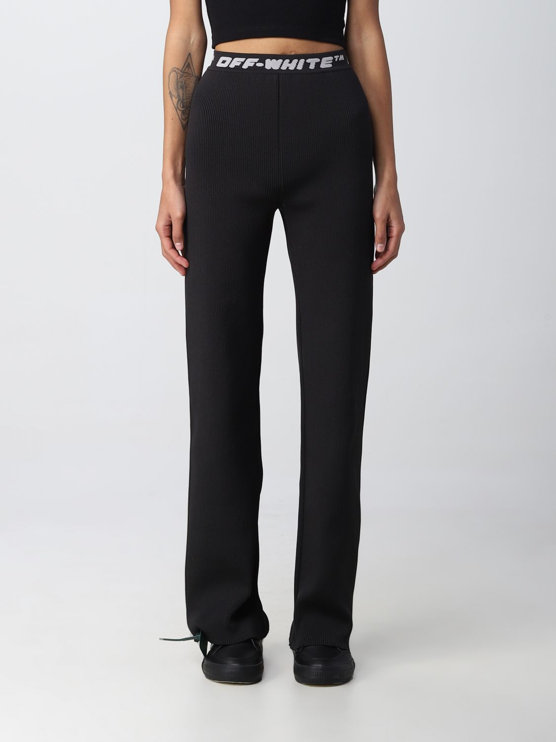 OFF-WHITE: pants for woman - Black | Off-White pants OWHG006C99KNI001 ...