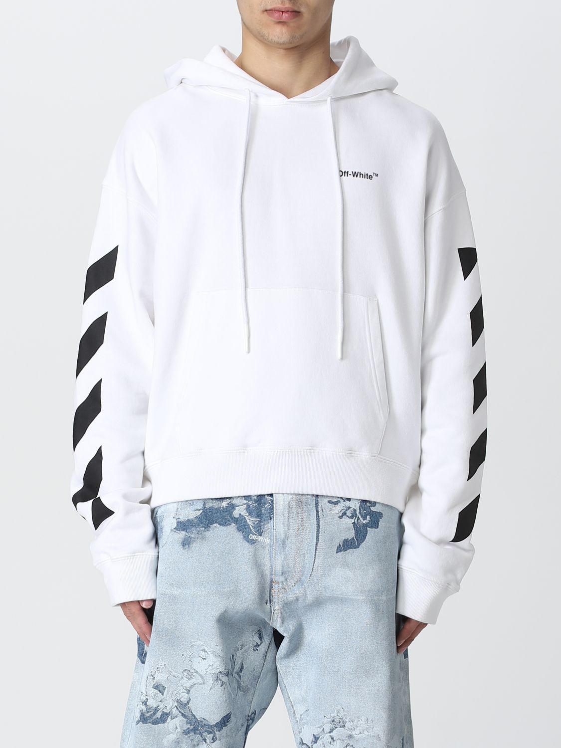 OFF-WHITE: cotton sweatshirt - White  Off-White sweatshirt  OMBB037C99FLE001 online at