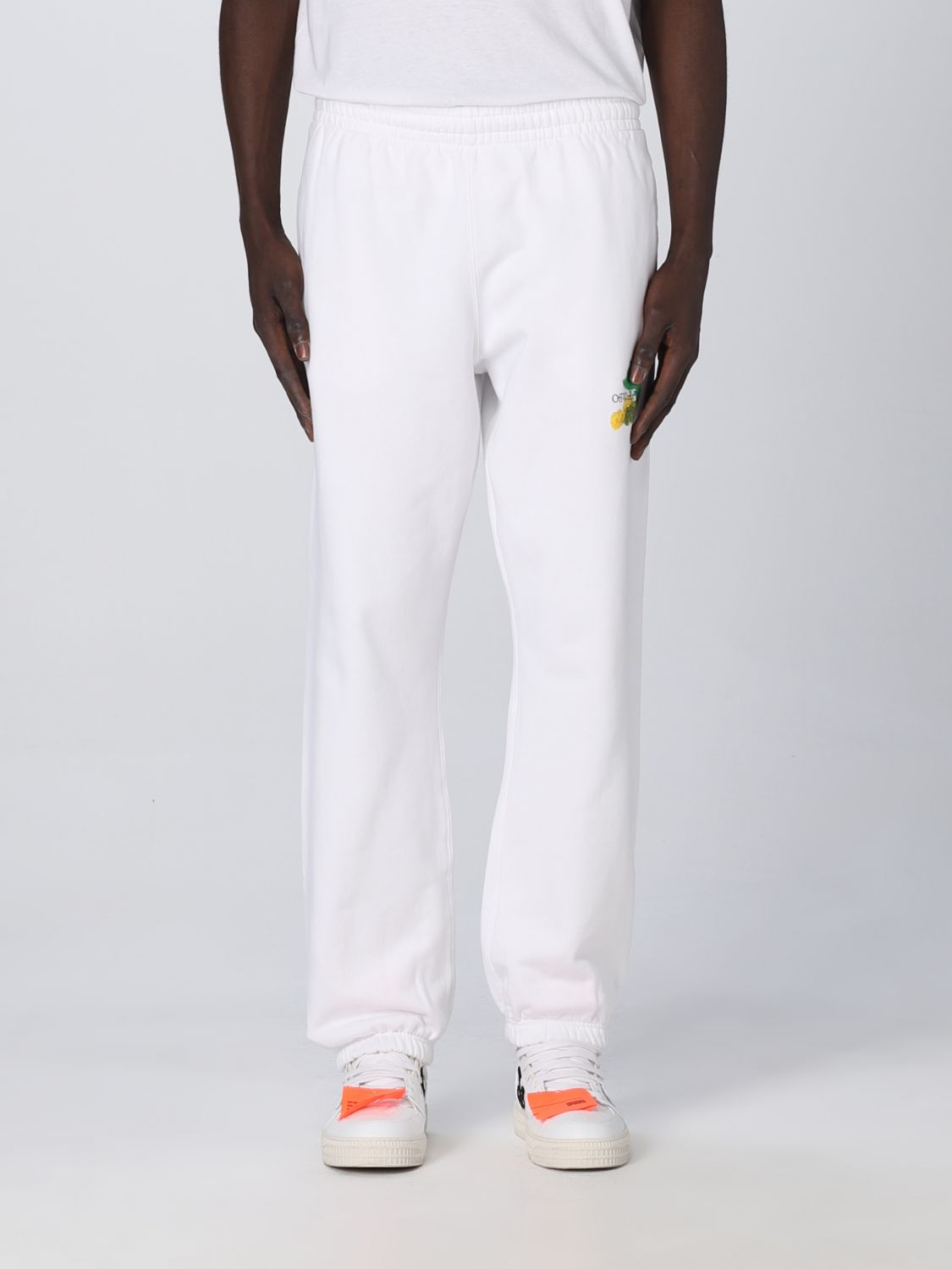 Shop Off-white Stretch Cotton Pants In White