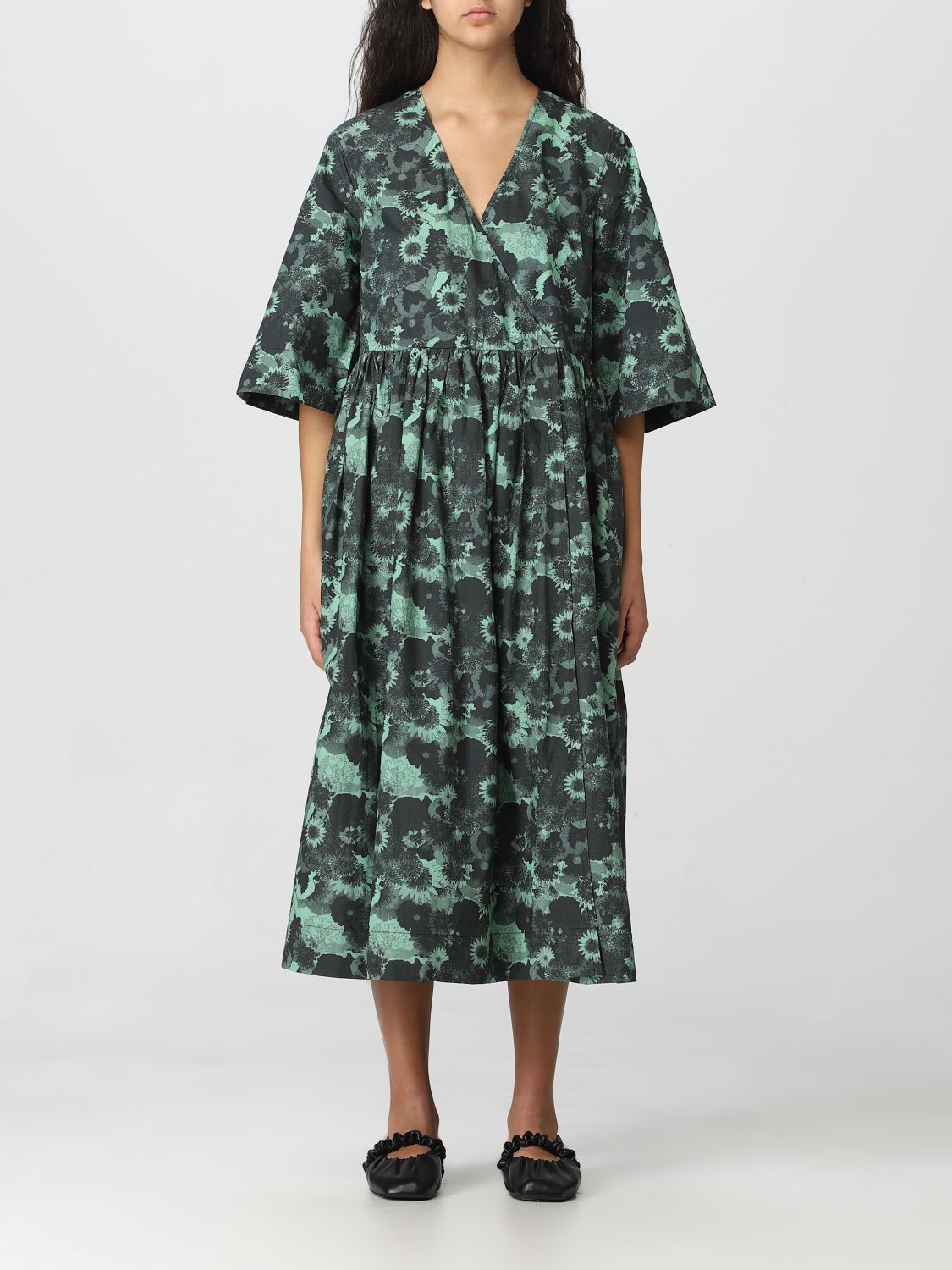 Shop Ganni Dress  Woman Color Green