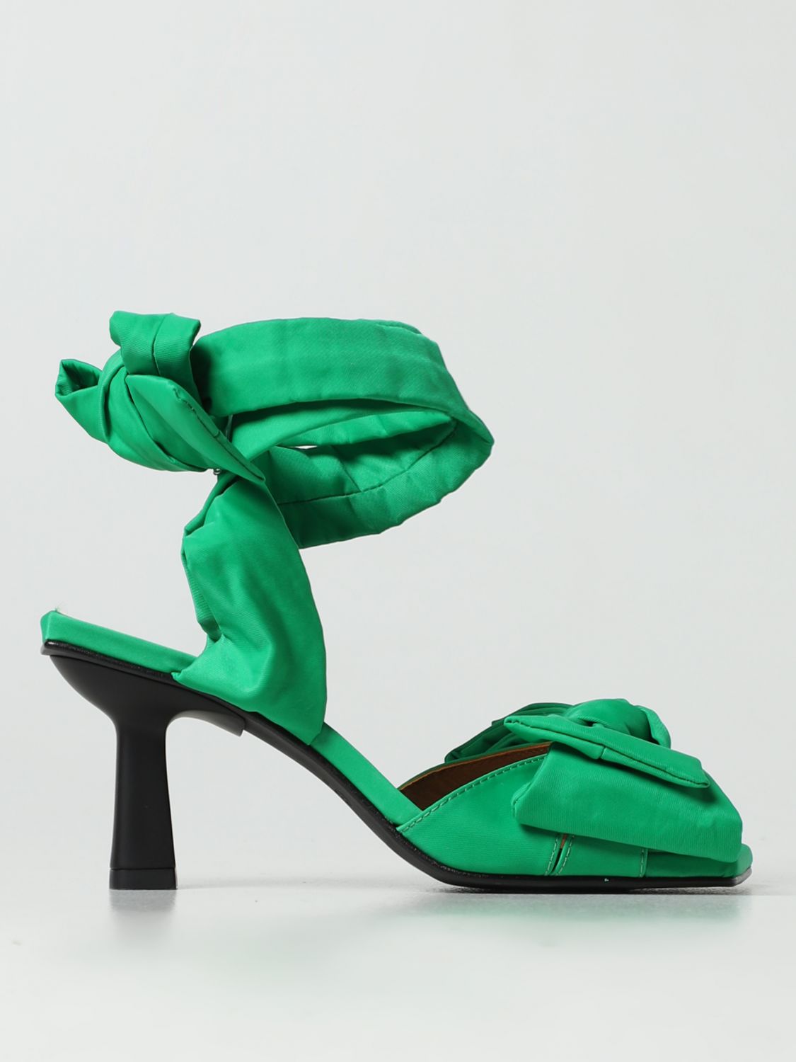Shop Ganni Sandal In Fabric In Green