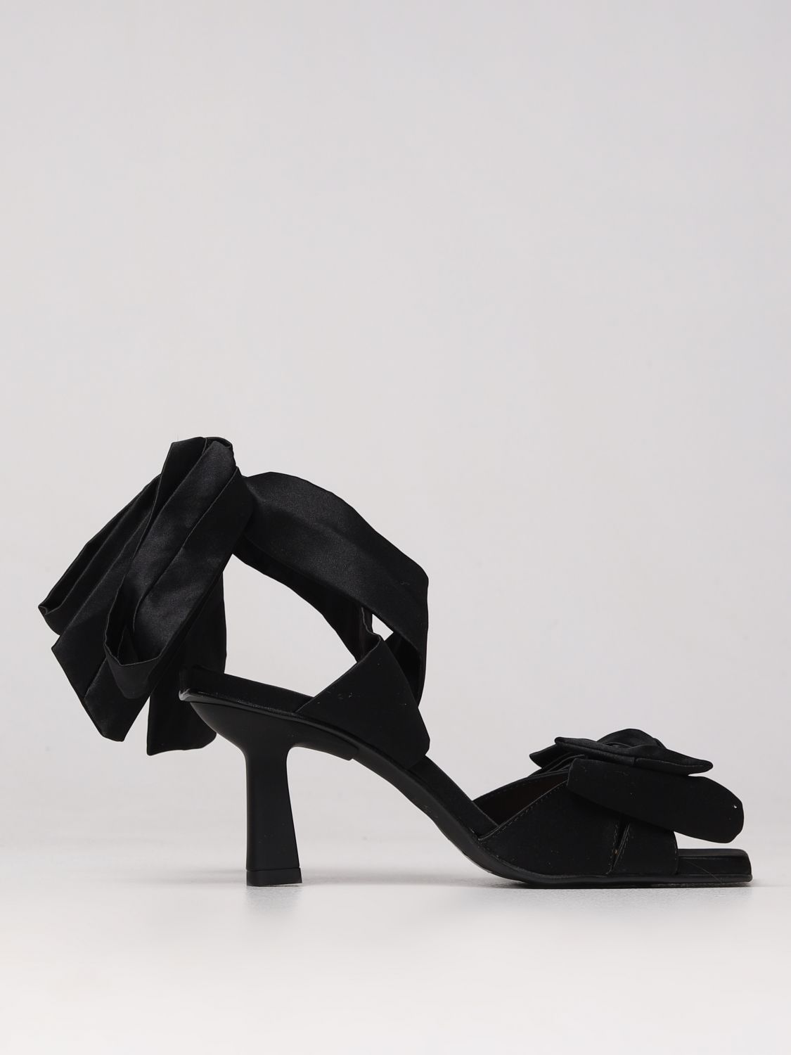 Shop Ganni Sandals In Fabric In Black