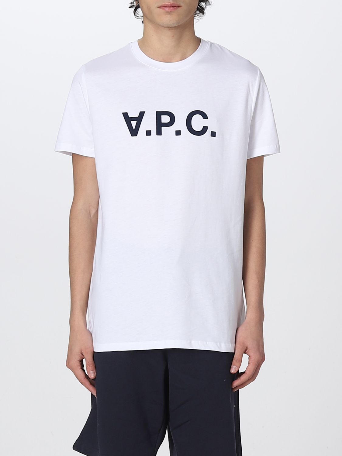 A.p.c. Logo-flocked Cotton-jersey T-shirt In Blue | ModeSens