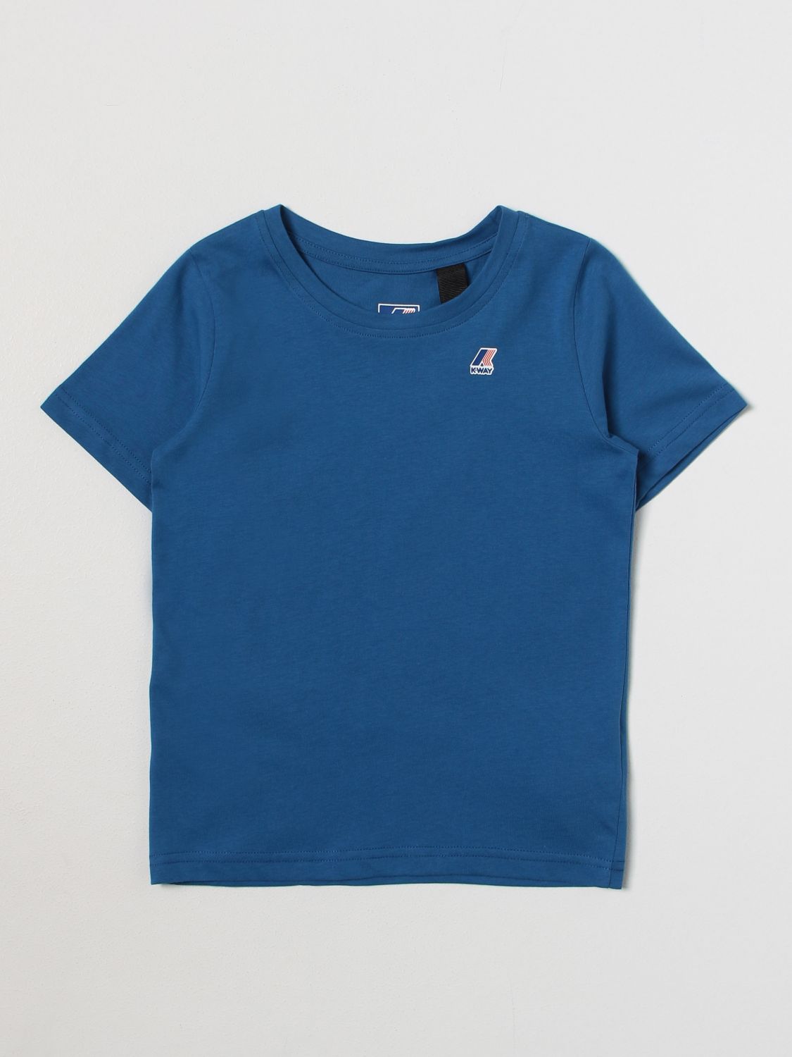 K-way Kids' Chest Logo-patch T-shirt In Royal Blue