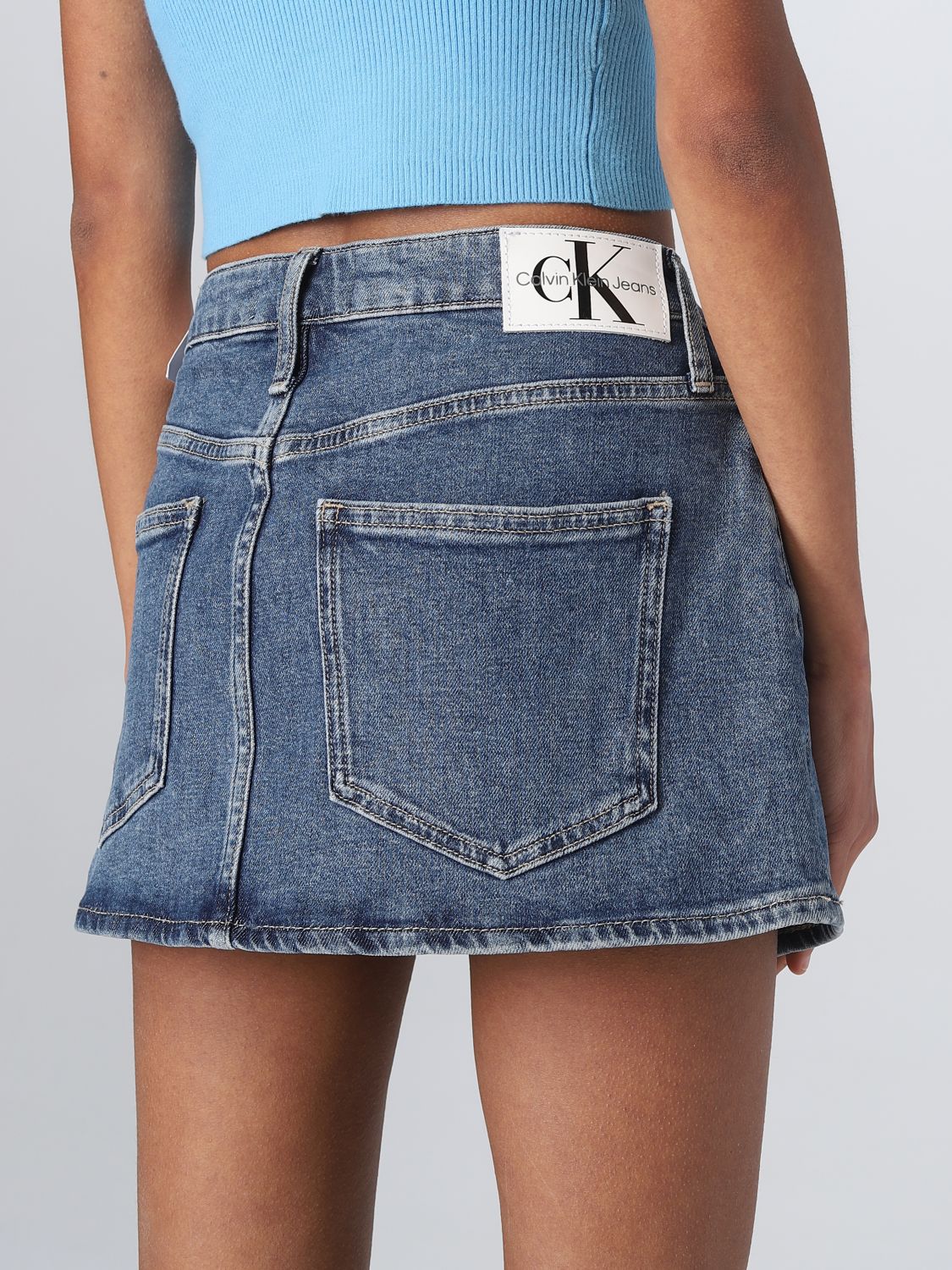 CALVIN KLEIN JEANS: skirt for woman - Denim | Calvin Klein Jeans skirt  J20J220946 online on GIGLIO.COM