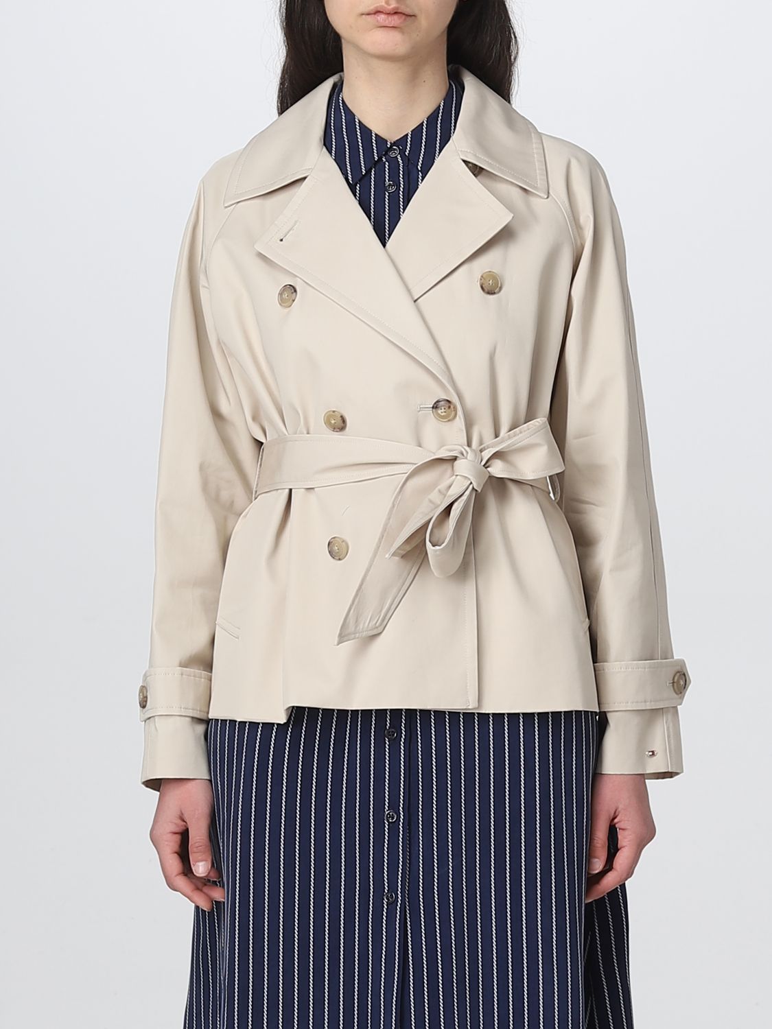 TOMMY HILFIGER: trench coat for woman - Beige | Tommy Hilfiger trench coat WW0WW38430 online GIGLIO.COM