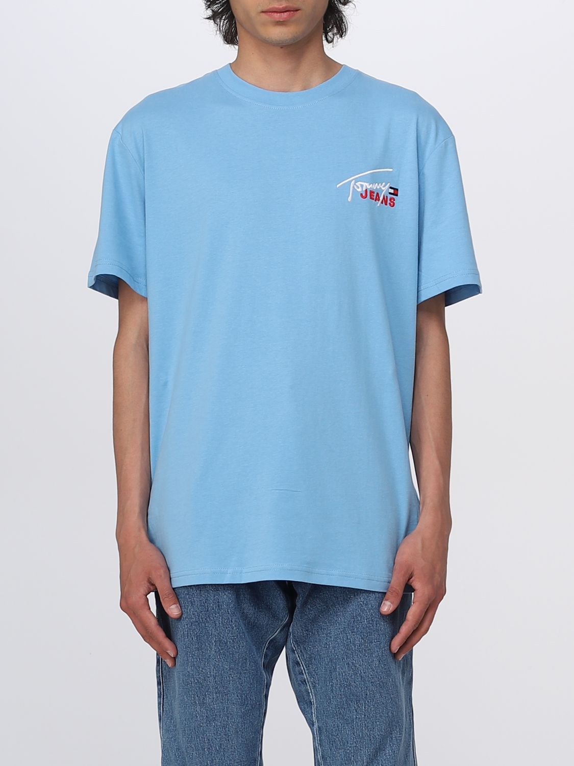 TOMMY JEANS: t-shirt for man - Sky Blue | Tommy Jeans t-shirt ...
