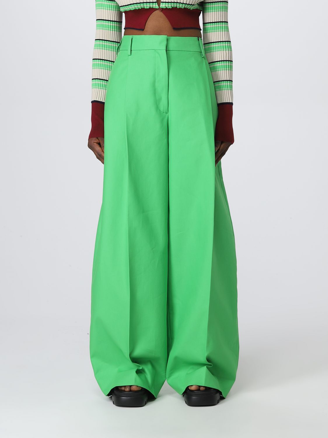 TOMMY HILFIGER COLLECTION: pants for woman Green | Hilfiger Collection WW0WW37728 online at GIGLIO.COM