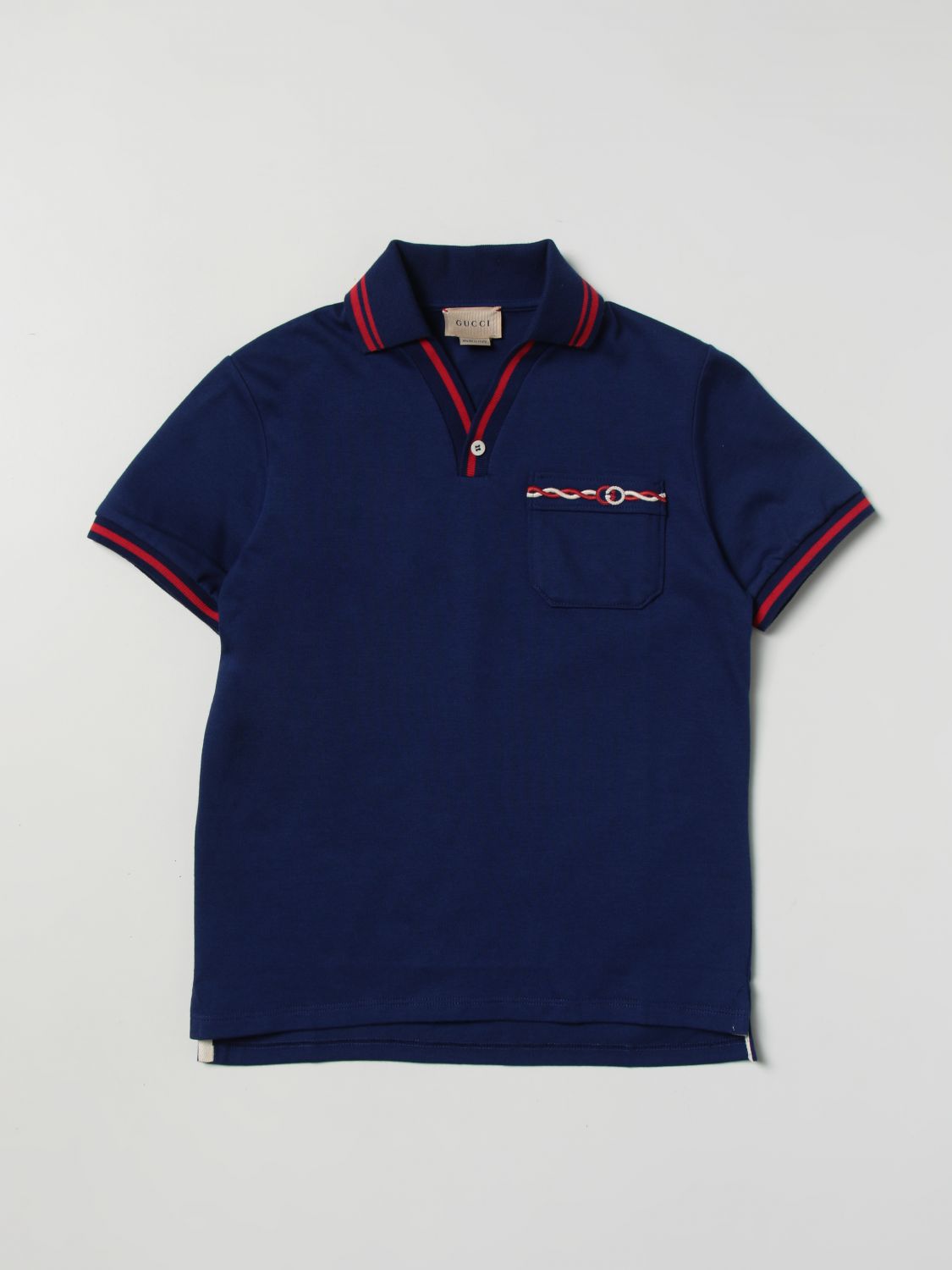 GUCCI: polo shirt for boys - Blue | Gucci polo shirt 711542XJEMD online on  