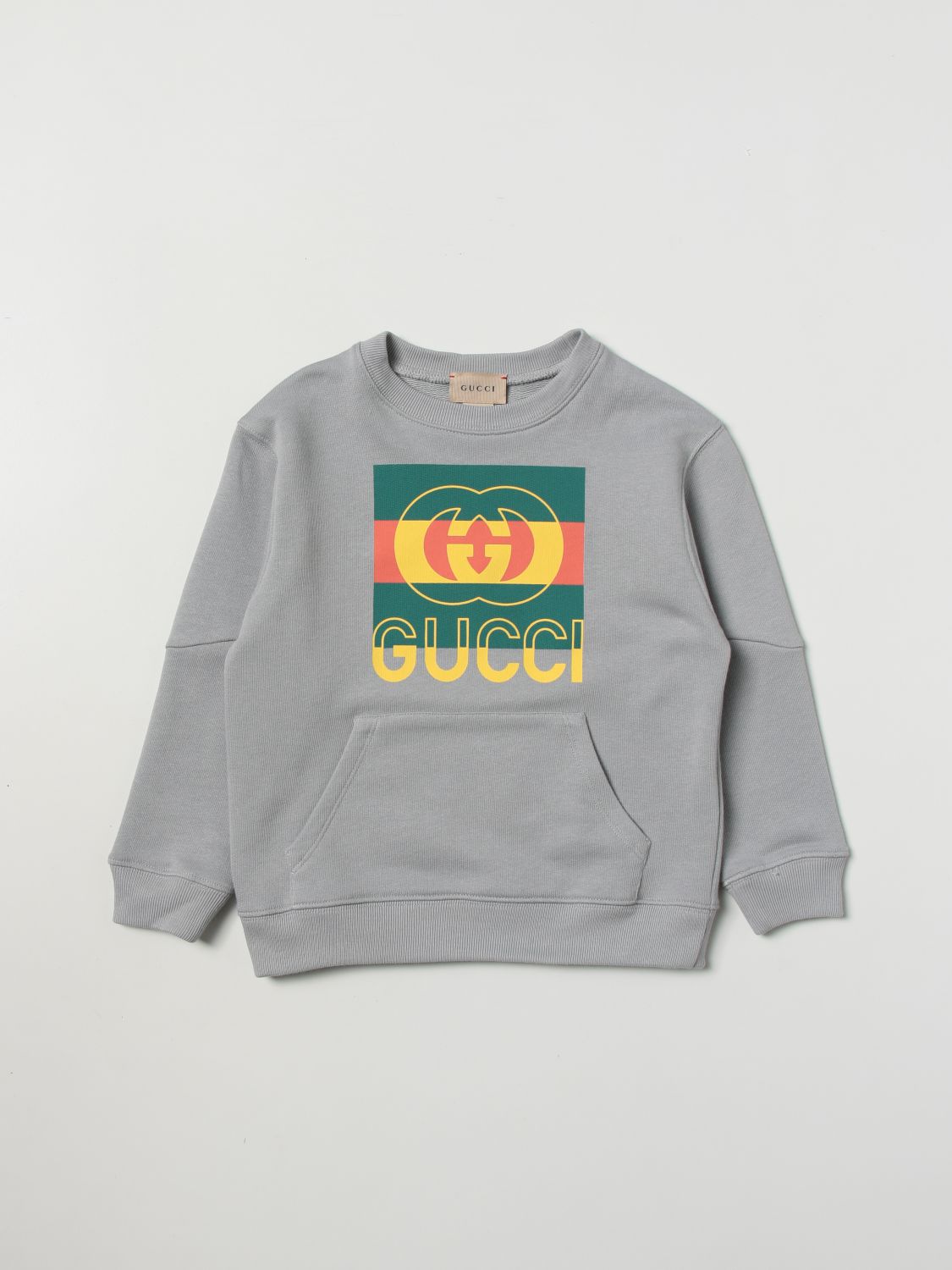 GUCCI: crewneck sweatshirt with GG logo - Grey | Gucci sweater online on GIGLIO.COM