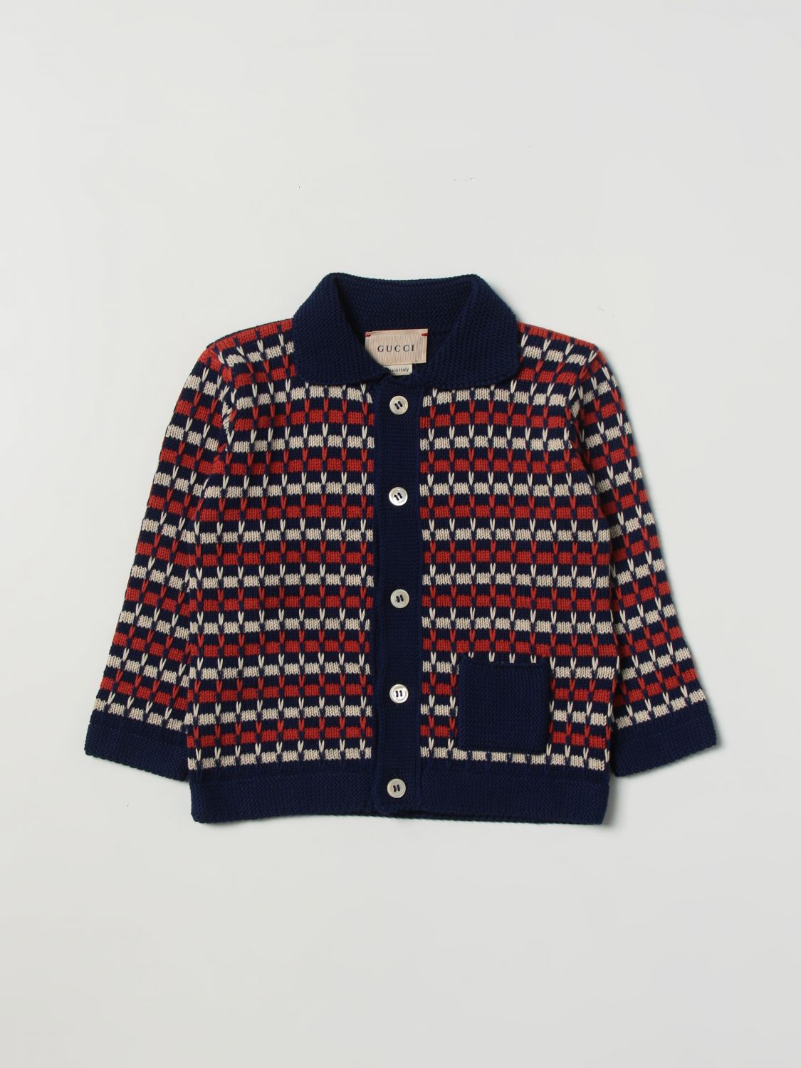 GUCCI: cotton cardigan - Blue | Gucci sweater 715489XKCR3 online