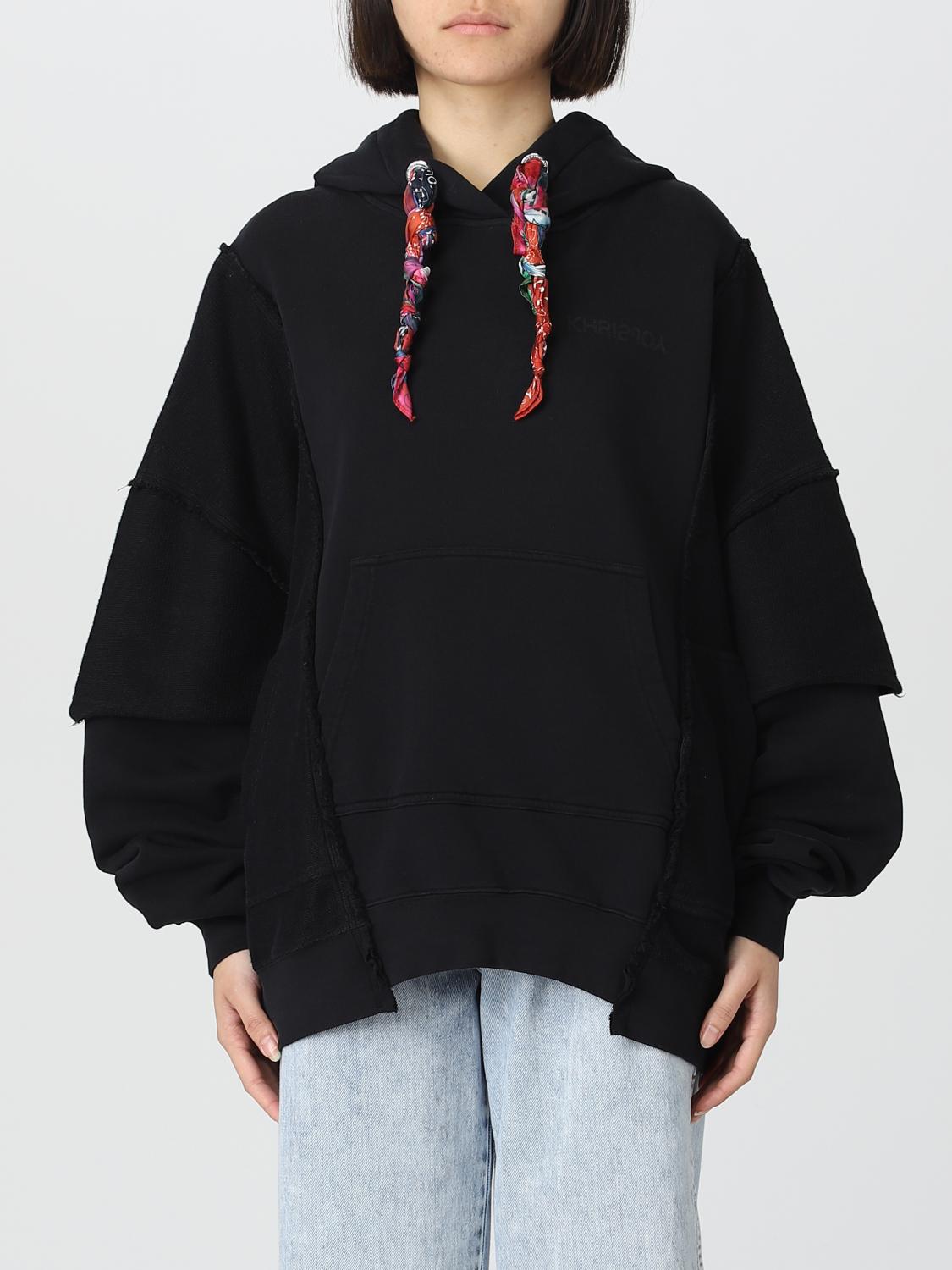 Khrisjoy Towel Cloth Effect Splice Hooded Sweater In Black