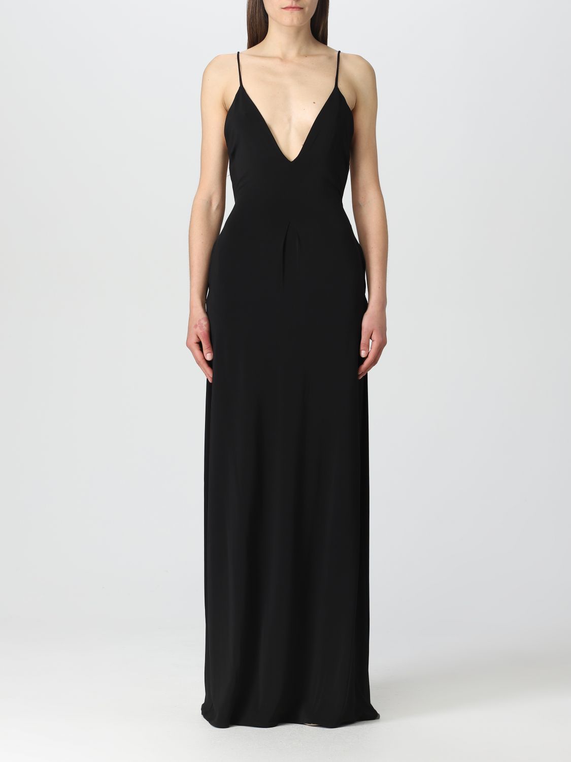 Federica Tosi V-neck Open-back Gown In Black