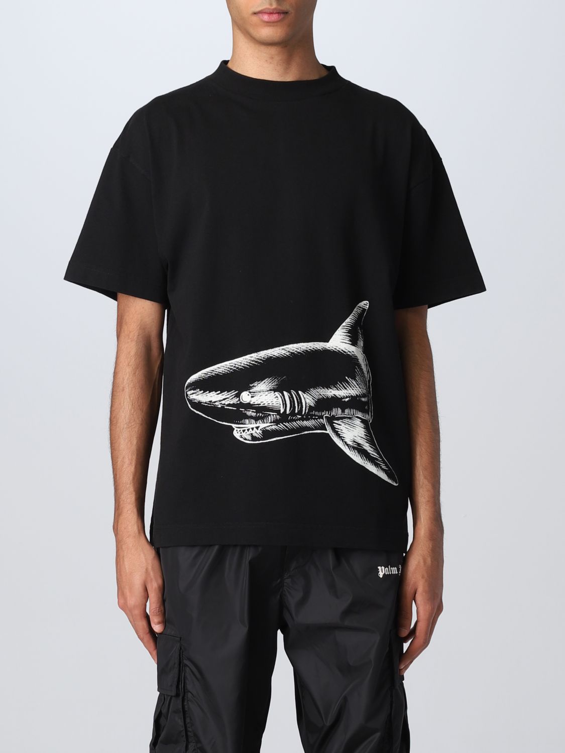T-shirt Palm Angels: T-shirt Shark Palm Angels in cotone nero 1