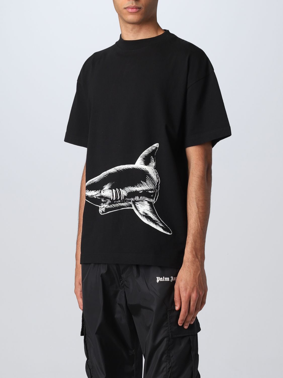 T-shirt Palm Angels: T-shirt Shark Palm Angels in cotone nero 4