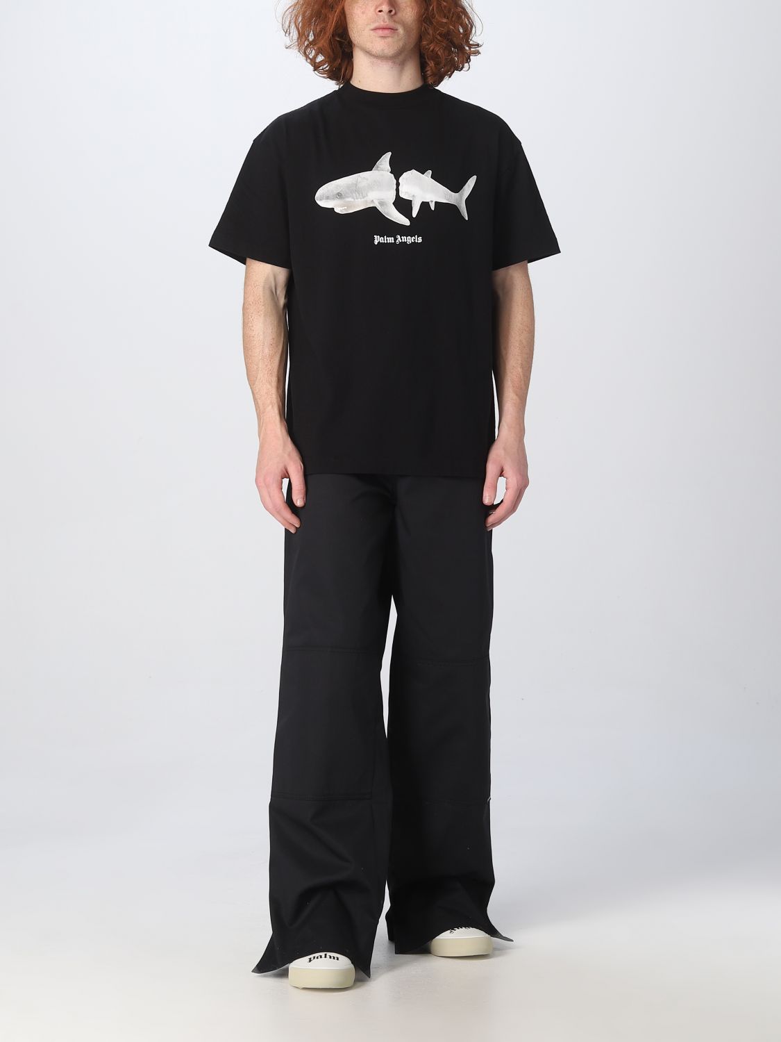 T-shirt Palm Angels: T-Shirt Shark Palm Angels in cotone nero 2