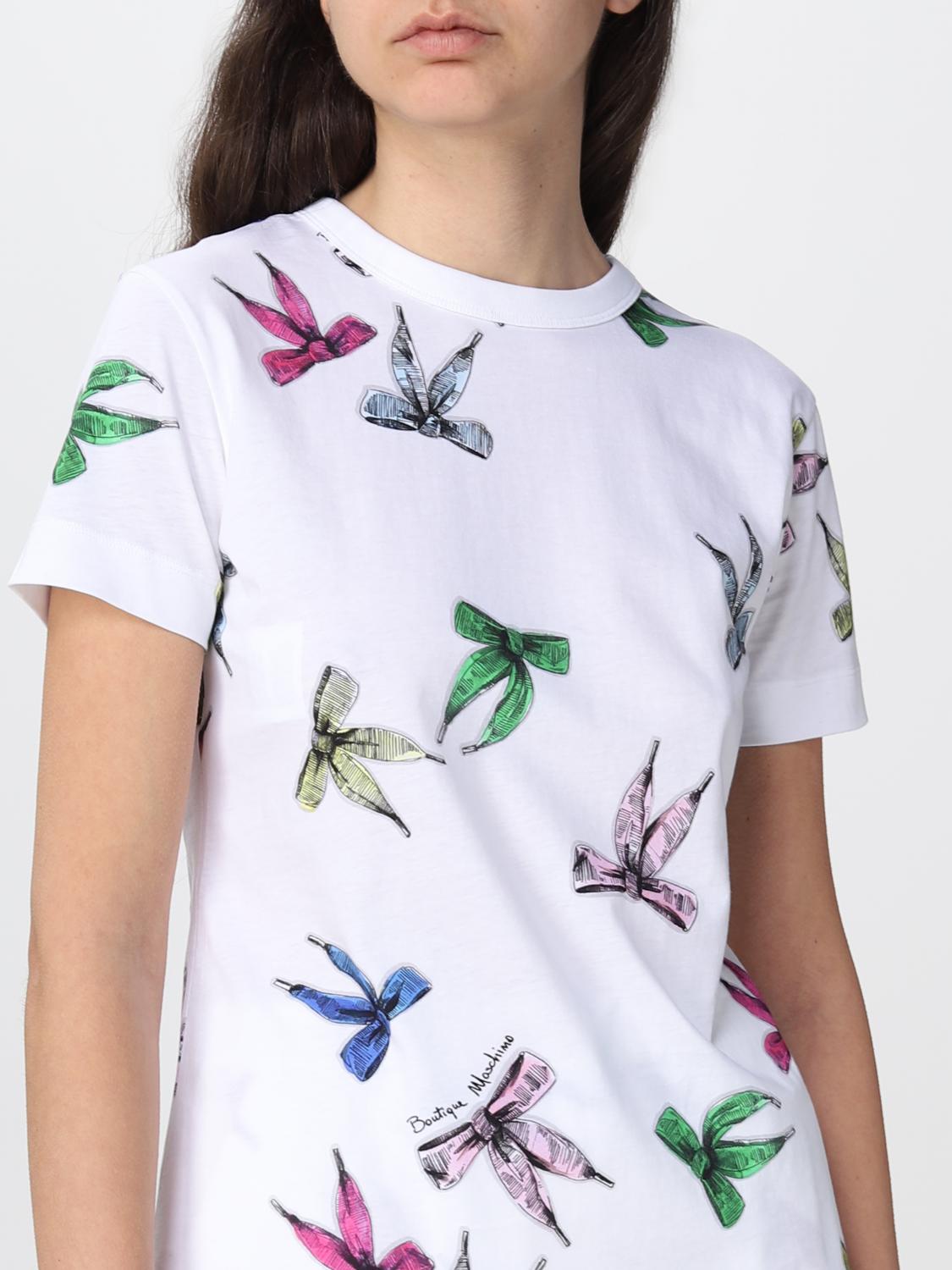 T-Shirt Boutique Moschino: Boutique Moschino Damen T-Shirt weiß 4