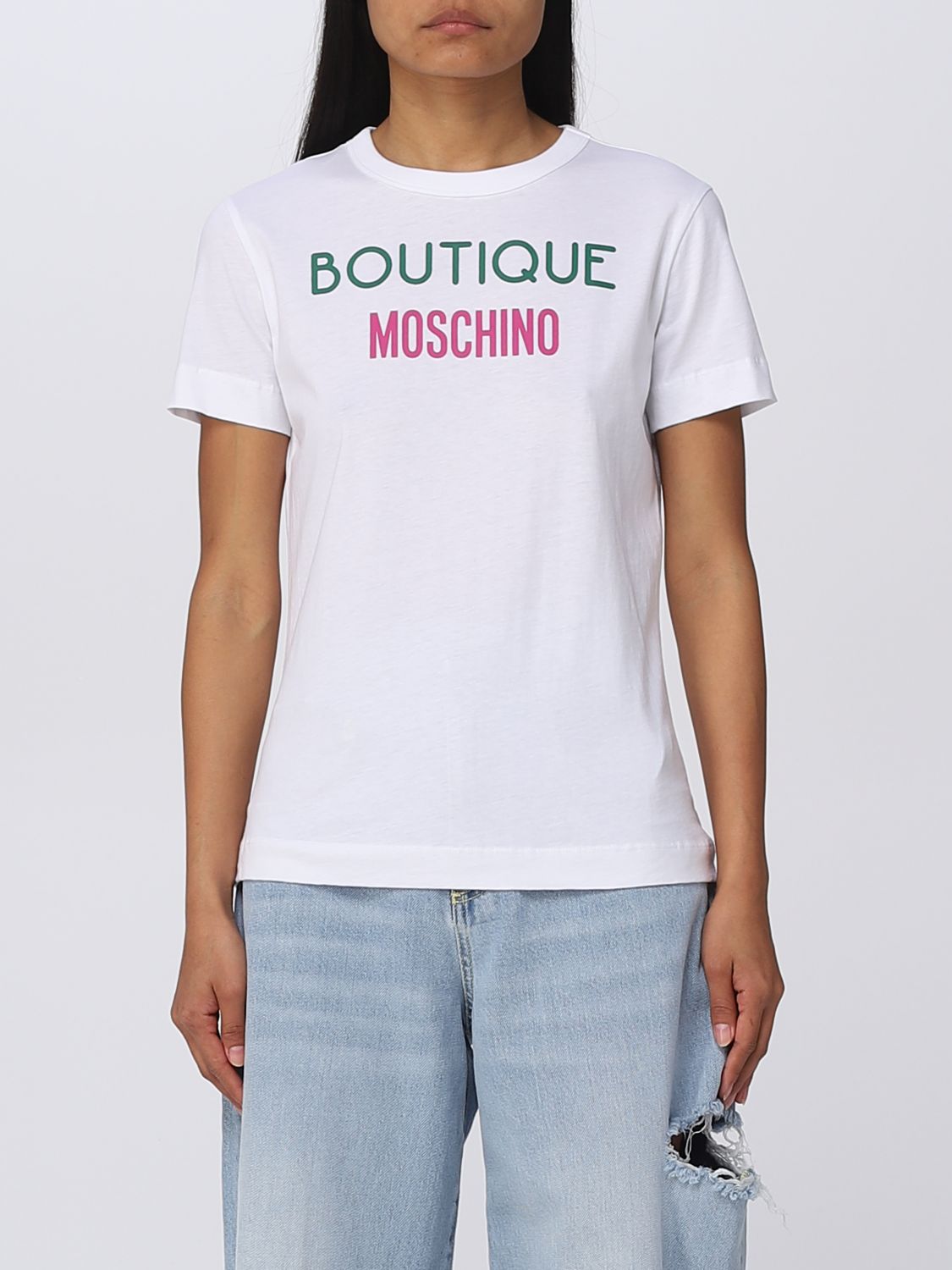 T-Shirt Boutique Moschino: Boutique Moschino Damen T-Shirt weiß 1