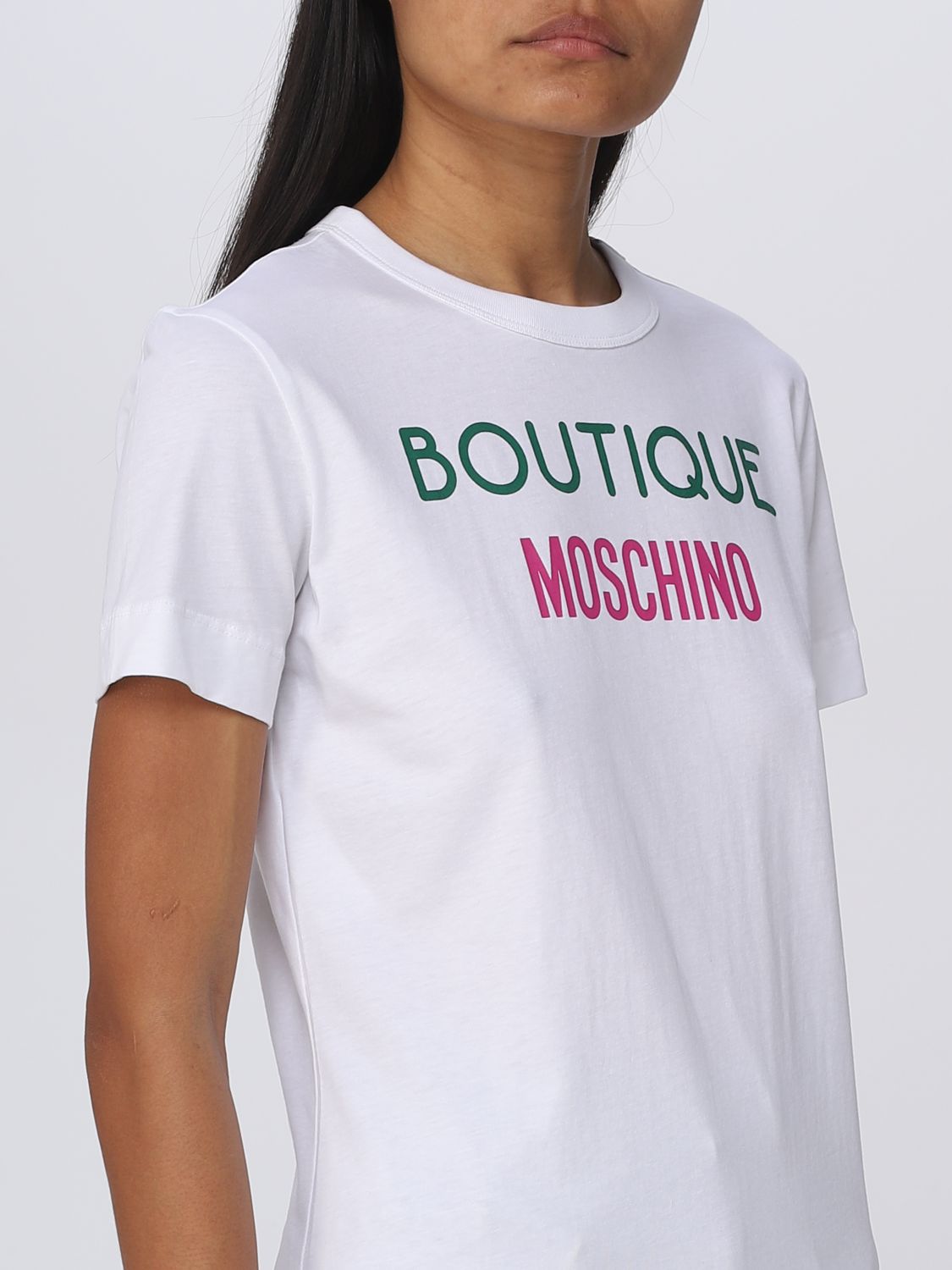 T-Shirt Boutique Moschino: Boutique Moschino Damen T-Shirt weiß 3