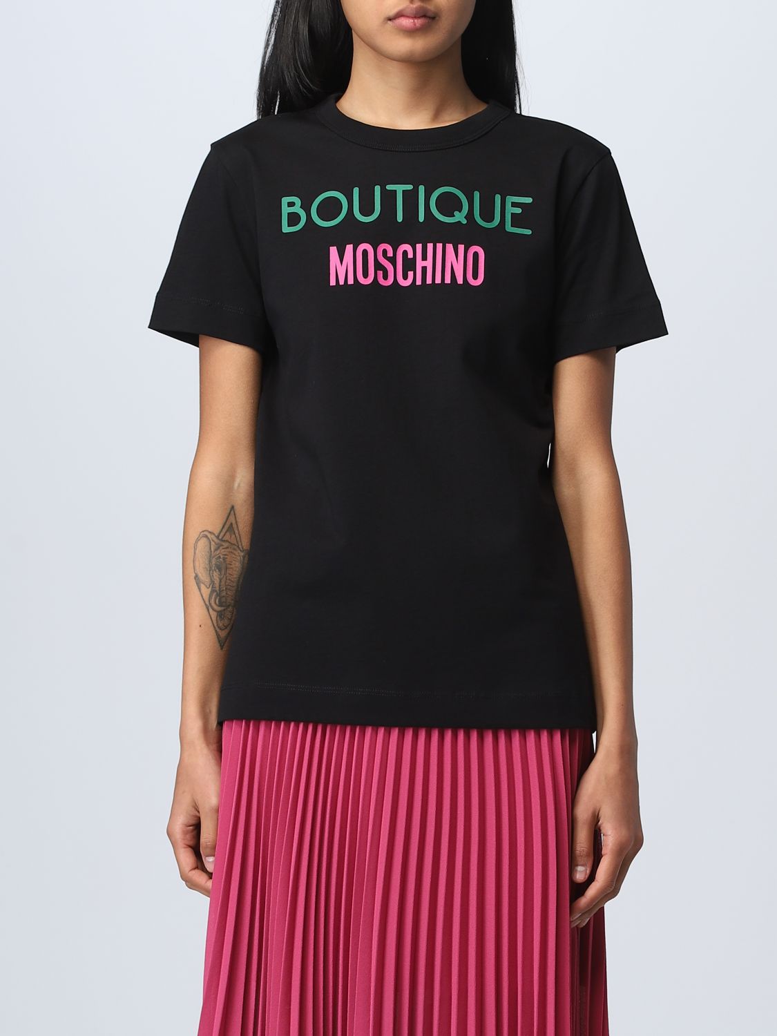 T-Shirt Boutique Moschino: Boutique Moschino Damen T-Shirt schwarz 1