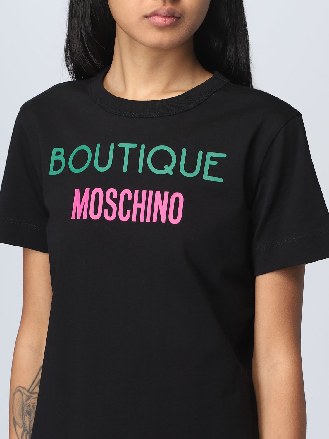 T-Shirt Boutique Moschino: Boutique Moschino Damen T-Shirt schwarz 3