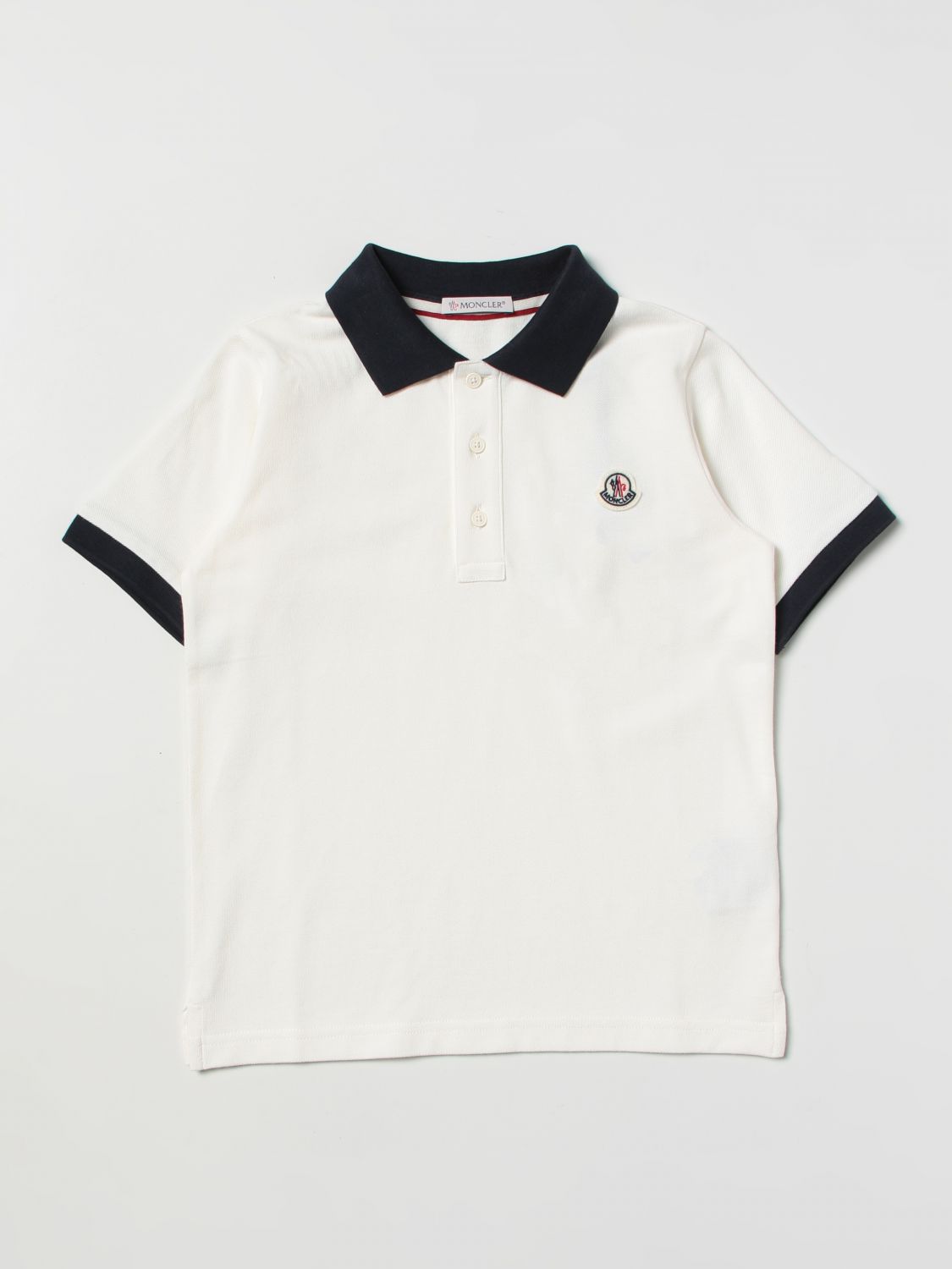 MONCLER: basic polo shirt with mini logo - White | Moncler polo shirt ...