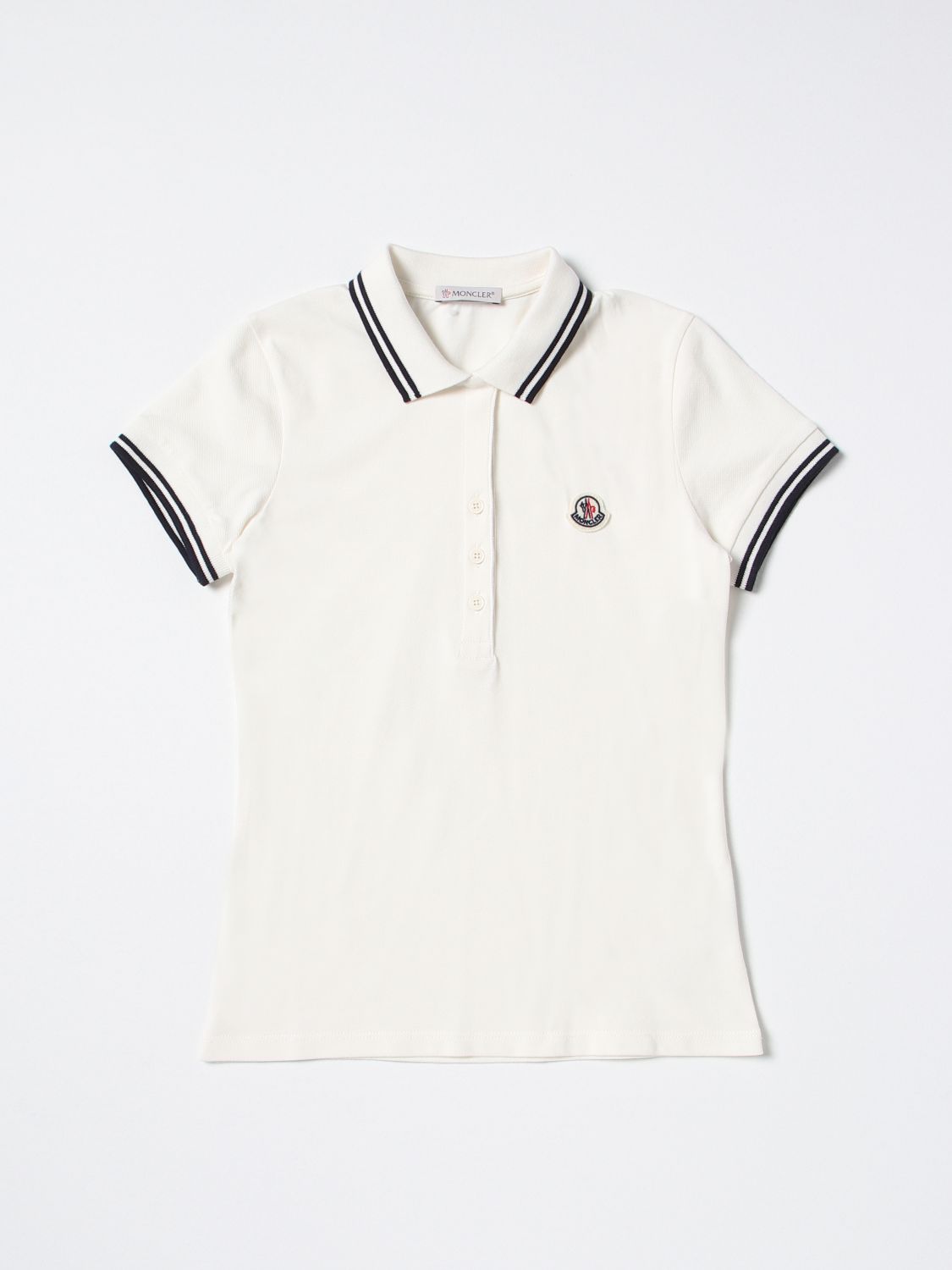 Tegen Gespierd kom MONCLER: polo shirt in cotton with logo patch - White | Moncler polo shirt  8A000078496F online on GIGLIO.COM
